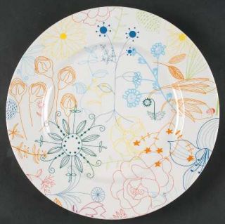 Pier 1 Floral Line Dinner Plate, Fine China Dinnerware   Multicolor Floral Drawi