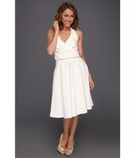 Calvin Klein Surplice Jacquard Dress With Zip Accent Womens Dress (White)