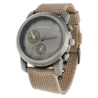 Dickies Mens Nylon Strap Antique Finish Analog Watch   Silver/Beige