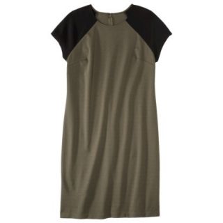 Mossimo Womens Plus Size Short Sleeve Ponte Dress   Green/Black 4