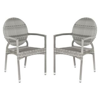 Maxine 2 Piece Wicker Patio Arm Chair Set   Grey