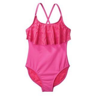 Xhilaration Girls 1 Piece Swimsuit   Pink S