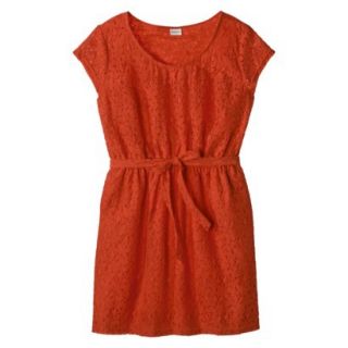Merona Womens Plus Size Short Sleeve Lace Overlay Dress   Orange X
