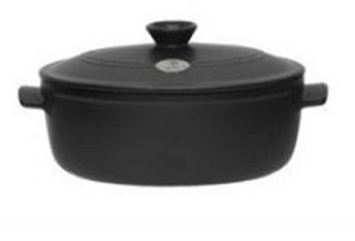 Emile Henry 12 in Oval Stew Pot w/ 4.9 Quart Capacity, Olive