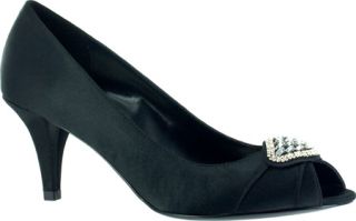 Womens Easy Street Shalimar   Black Satin Ornamented Shoes