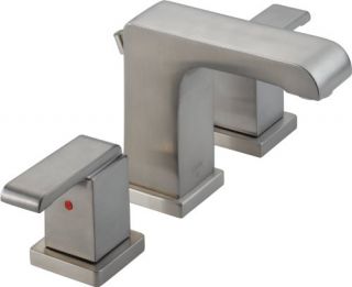 Delta 3586LFSSMPU Bathroom Faucet, Arzo TwoHandle Widespread, LeadFree Stainless Steel
