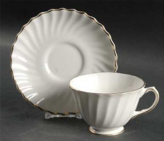 Royal Doulton White Footed Cup & Saucer Set, Fine China Dinnerware   White,Swirl