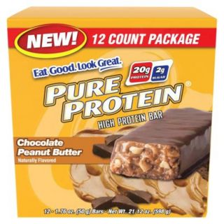 Pure Protein Chocolate Peanut Butter Bars   12 Bars