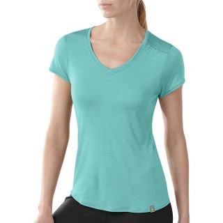 SmartWool V Neck T Shirt   Short Sleeve (For Women)   MINERAL (S )