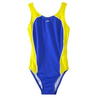 Speedo Girls 1 Piece Odyssey Racer Back Splice Swimsuit   Blue 8