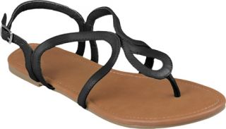 Womens Journee Collection Flat T strap Sandals   Black Casual Shoes