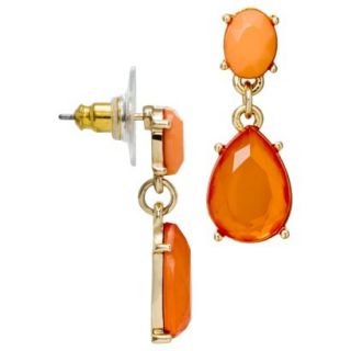 Womens Post Top Tear Drop Earrings with Cabochon   Peach/Gold