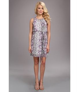 Angie Ruffle Trim Print Dress Womens Dress (Gray)