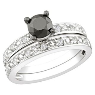 1 ct Black & White Diamond Bridal Set Ring 8.0