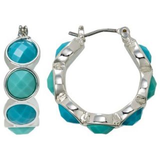 Lonna & Lilly Small Turquoise Stone Click It Hoop Earring   Silver