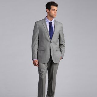 Ike By Ike Behar Mens Light Grey 2 button Wool Suit