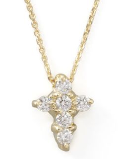 Small Diamond Cross Necklace, Yellow Gold   KC Designs