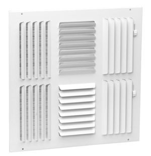 Hart Cooley 304 8x8 W HVAC Register, 8 W x 8 H, FourWay Steel for Sidewall/Ceiling White (013462)
