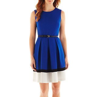 Liz Claiborne Sleeveless Colorblock Dress, Blue