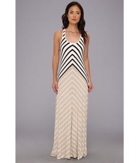 Calvin Klein Mitered Stripe Crossback Maxi Dress Womens Dress (White)