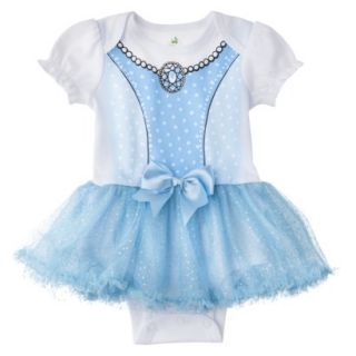 Disney Newborn Girls Cinderella Skirted Bodysuit   Blue 0 3 M
