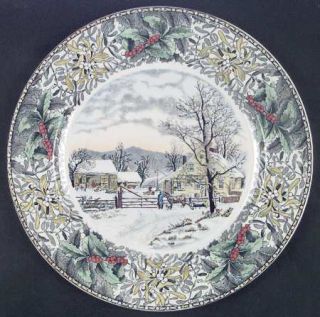 Adams China Winter Scenes (Holly Border Older) Dinner Plate, Fine China Dinnerwa
