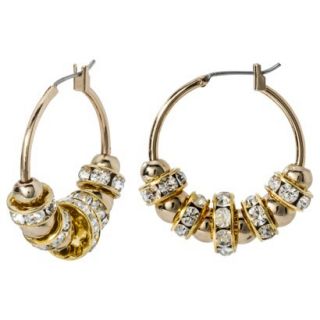 Lonna & Lilly Hoop Earring with Clear Stone Rondelles   Gold