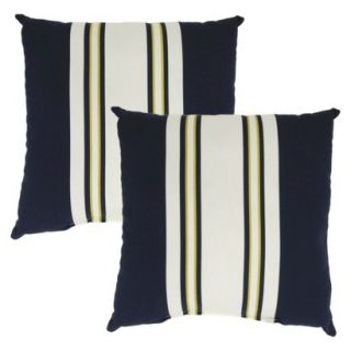 Threshold 2 Piece Square Outdoor Toss Pillow Set   Navy Stripe