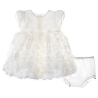 Rosenau Newborn Girls Rosette Capsleeve Dress and Panty   Off White 6 M