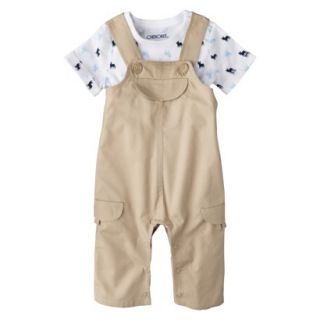 Cherokee Newborn Infant Boys Short Sleeve Dog Tee and Overall Set  