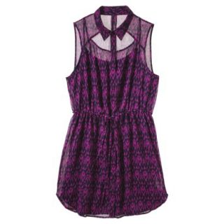Pure Energy Womens Plus Size Sleeveless Shirt Dress   Fuchsia/Navy 3X