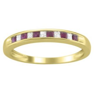 1/3 CT.T.W. Princess cut Channel Set Diamond and Ruby Band Ring in 14K Yellow