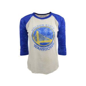 Golden State Warriors NBA Womens Three Quarter Sleeve Burnout Raglan T Shirt