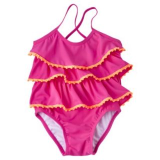 Circo Infant Toddler Girls Ruffle 1 Piece Swimsuit   Pink 4T