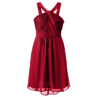 TEVOLIO Womens Halter Neck Chiffon Dress   Stoplight Red   2