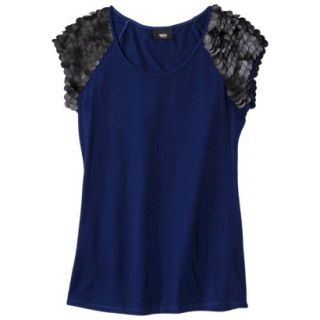Mossimo Womens Faux Leather Disc Tee   Blue/Black S