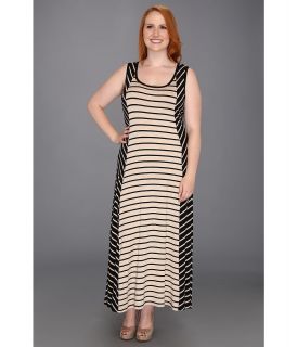 Calvin Klein Plus Size Stripe Maxi Dress Womens Dress (Black)