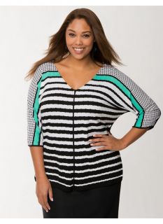 Lane Bryant Plus Size Mixed stripe dolman top     Womens Size 22/24, Black
