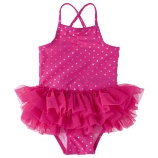Circo Infant Toddler Girls Heart Tutu 1 Piece Swimsuit   Pink 2T