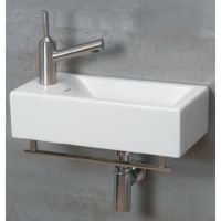 Whitehaus WH114RTB Jem Wall Mount Basin with Chrome Towel Bar   Right Hand Fauce