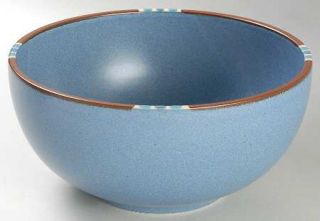Dansk Mesa Sky Blue Mixing Bowl, Fine China Dinnerware   Mesa, Blue Body, Rust,