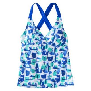 Clean Water Womens Printed Tankini Swim Top  Blue XS