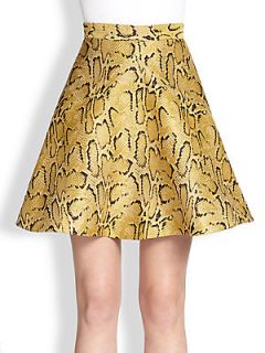 Stella McCartney Reptile Print Flounce Skirt   Canary