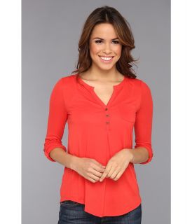 Lucky Brand Dallas Pocket Top Womens Blouse (Red)