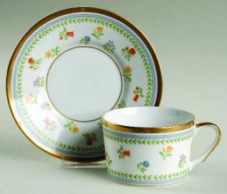 Christian Dior Millefleurs Flat Cup & Saucer Set, Fine China Dinnerware   Multif
