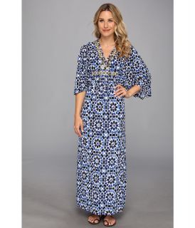 MICHAEL Michael Kors V Neck Stud Maxi Dress Womens Dress (Blue)
