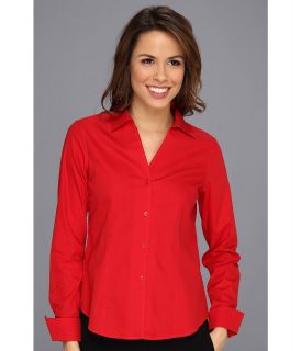 Jones New York Easy Care Solid L/S Shirt Womens Clothing (Red)