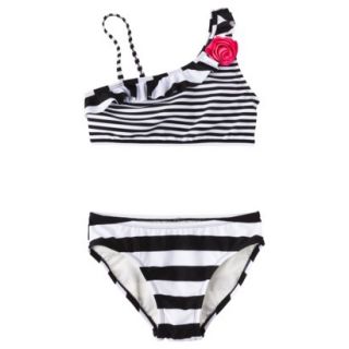 Xhilaration Girls 2 Piece Black&White Swimsuit  L
