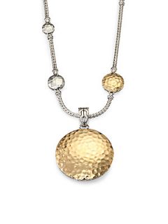 John Hardy 18K Yellow Gold & Sterling Silver Hammered Disc Enhancer   Gold Silve