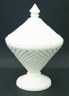 Westmoreland English Hobnail Milk Glass (Round/Hex) Candy Dish with Lid   Stem #